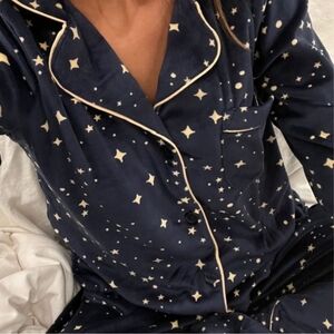 Joyspun Starry Night Celestial Soft Velcour Pajamas 2pc Sz Small S Roomy Warm